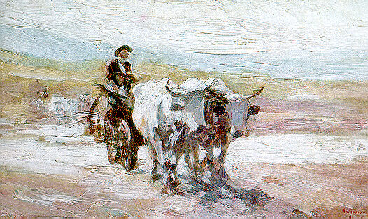 Car cu boi
Pictura realizata in 1899
Cuvinte cheie: animale boi car