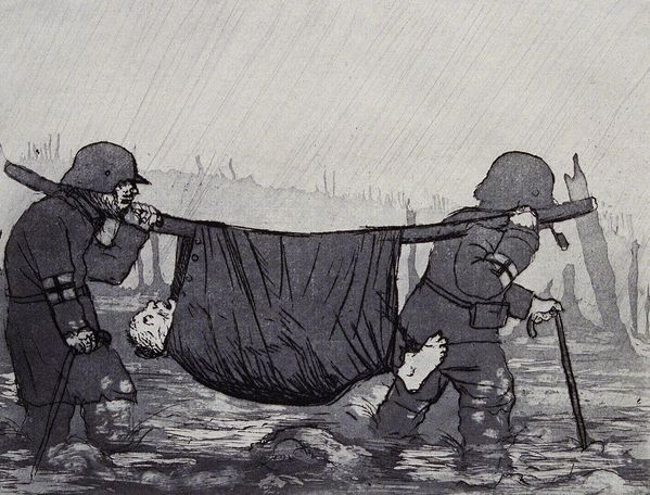 Verwundetentransport im Houthulster Wald
Gravura realizata in 1924

