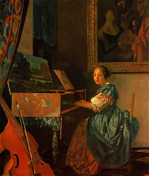 Femeie sezand la un cembalo 
Pictura realizata in 1672
Cuvinte cheie: femeie muzica