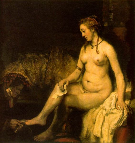 Bathsheba la baie
Bathseba cu scrisoarea regelui David in mana, realizata in 1654, aflata la Muzeul Luvru 

