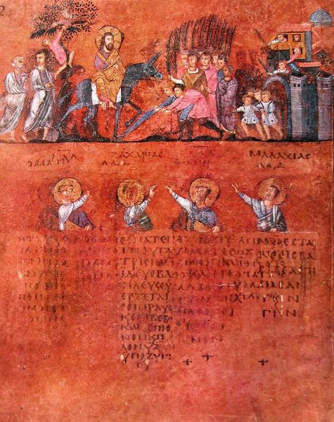 Click pentru imaginea mărită
==============
Codex Rossanensis
scena reprezinta Intrarea lui Hristos in Ierusalim
Cuvinte cheie: manuscris miniaturi Noul_Testament Hristos Ierusalim codex rossanensis Codex Rossanensis
scena reprezinta Intrarea lui Hristos in Ierusalim
Cuvinte cheie: manuscris miniaturi Noul_Testament Hristos Ierusalim codex rossanensis