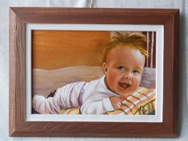 Portret de copil
Portret realizat dupa o fotografie, pictura a fost comandata pentru cadou unui bunic
Cuvinte cheie: portret