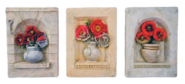 Triptic floral in relief
Triptic floral realizat in tehnica altoreliefului turnat in ipsos.
Pictura tablourilor poate fi personalizata.

Cuvinte cheie: flori