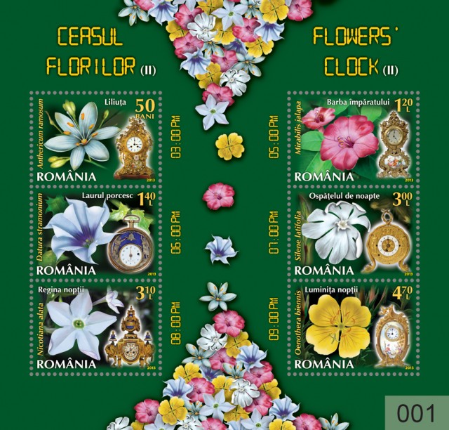 Ceasul florilor II, coliţă de 6 timbre